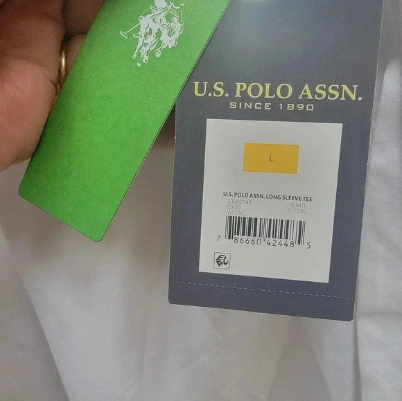 US Polo Assn. Men's Long Sleeve White Tee Size Large NWT - Picture 3 of 3